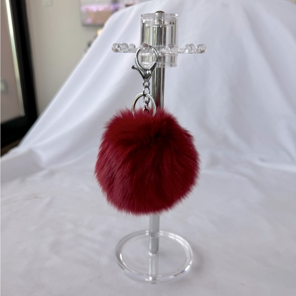 3 Pom Pom Bag Charm Key Chain Faux Fur Very Soft - Picture 3 of 8